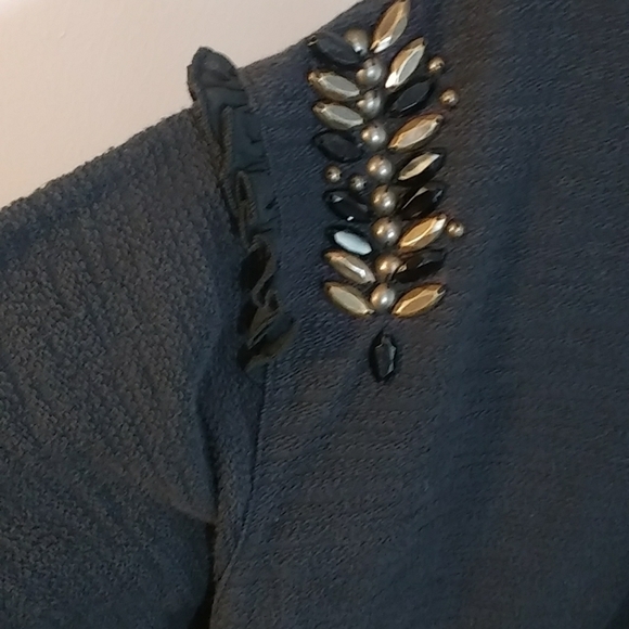 Lane Bryant Black Long Lined Modest Womens Beaded Long Sleeves Blouse Size 22/24 - Picture 4 of 8